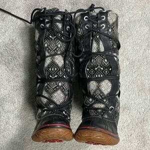 Pajar Canada Womens Black Fair Isle Knit Tall Winter Snow Boots USA 7-7.5 EUR 38